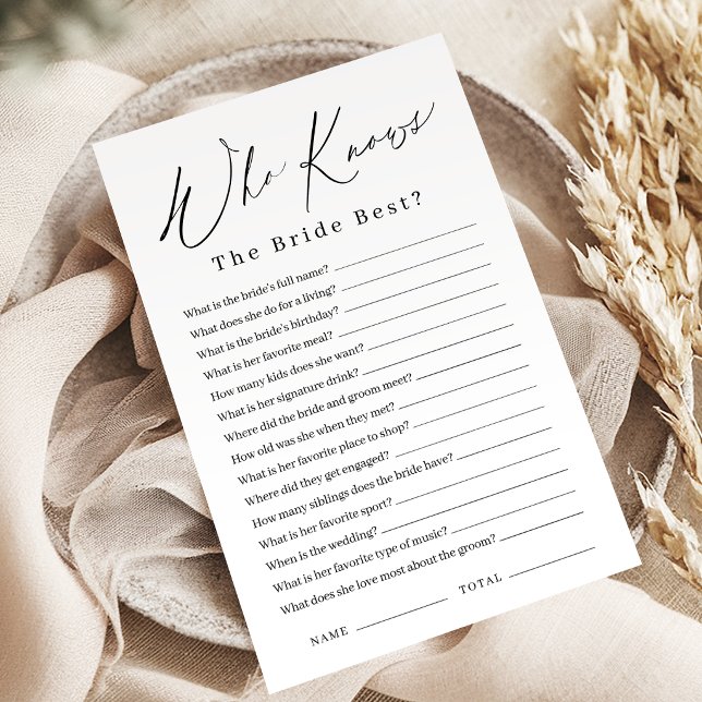 Minimalist 'wie kent de bruid het beste' spel (Minimalist who knows the bride best game)
