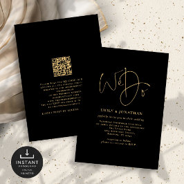 Minimalist Wij Doen Goud Script QR Code Wedding Zw Kaart