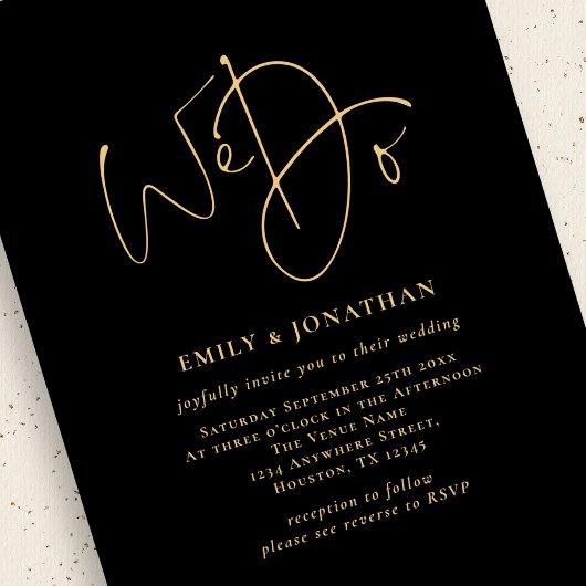 Minimalist Wij Doen Goud Script QR Code Wedding Zw Kaart