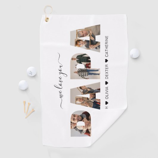 Minimalist Wij houden van je PAPA fotocollage Golfhanddoek (Insitu)