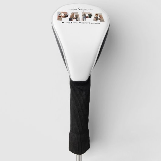 Minimalist Wij houden van je PAPA fotocollage Golfheadcover (Voorkant)