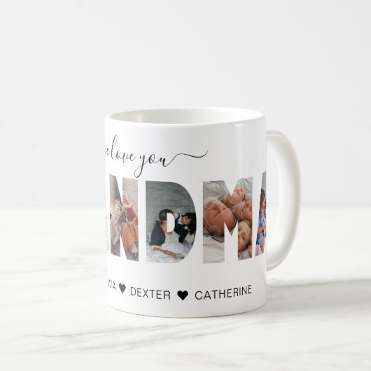 Minimalist Wij houden van kleinmafotocollage Koffiemok (Voorkant rechts)