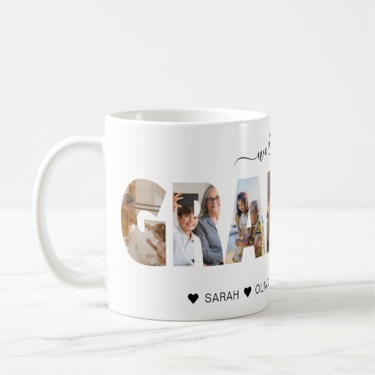 Minimalist Wij houden van kleinmafotocollage Koffiemok (Links)