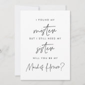 Minimalist Wil je mijn bruidsmeisje zijn? Kaart (Voorkant)