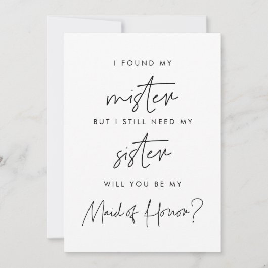 Minimalist Wil je mijn bruidsmeisje zijn? Kaart (Voorkant)