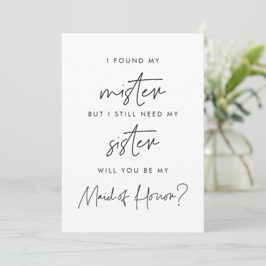 Minimalist Wil je mijn bruidsmeisje zijn? Kaart (Staand voorkant)