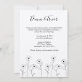 Minimalist Wild Flowers Wedding Monogram Design Kaart (Achterkant)