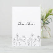 Minimalist Wild Flowers Wedding Monogram Design Kaart (Staand voorkant)