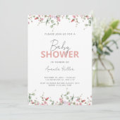 Minimalist Wildflower Baby shower Uitnodiging (Staand voorkant)