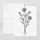 Minimalist Wildflower Botanical Bouquet Line Art Briefkaart (Voorkant / Achterkant)