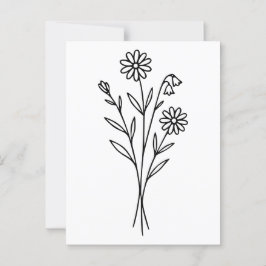Minimalist Wildflower Botanical Bouquet Line Art Briefkaart