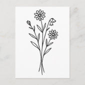Minimalist Wildflower Botanical Bouquet Line Art Briefkaart (Voorkant)