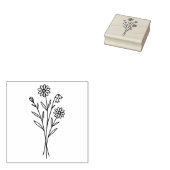 Minimalist Wildflower Botanical Bouquet Line Art Rubberstempel (Gestempeld)