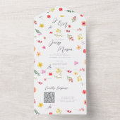 Minimalist Wildflower Botanical wedding QR All In One Uitnodiging (Binnen)