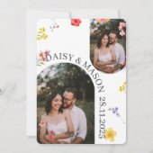 Minimalist Wildflower Botanical Wedding with photo Kaart (Achterkant)