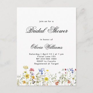 Minimalist Wildflower Bridal Shower Aankondigingskaart