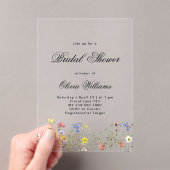 Minimalist Wildflower Bridal Shower Acryl Uitnodigingen (Insitu (Draagbaar))