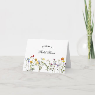 Minimalist Wildflower Bridal Shower Bedankkaart