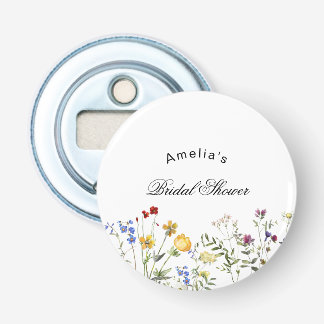 Minimalist Wildflower Bridal Shower Button Flesopener
