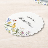 Minimalist Wildflower Bridal Shower Kartonnen Onderzetters (Gekanteld)
