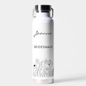 Minimalist Wildflower Cute Bridesmaid Waterfles (Voorkant)