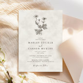Minimalist Wildflower Ivory Texture Wedding Kaart