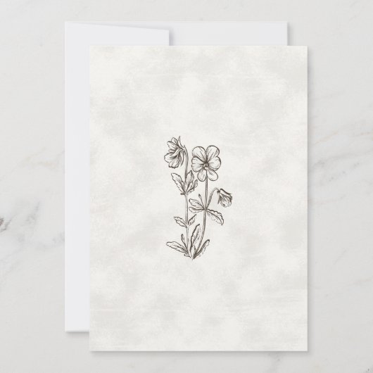Minimalist Wildflower Ivory Texture Wedding Kaart (Achterkant)