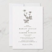 Minimalist Wildflower Line Art Wedding Kaart (Voorkant)