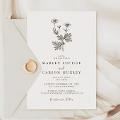 Minimalist Wildflower Line Art Wedding Kaart