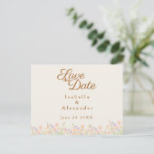 Minimalist Wildflower Pastel Spring Save the Date  Aankondigingskaart (Staand voorkant)