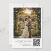 Minimalist Wildflower QR Code  Photo Wedding Invit Kaart (Achterkant)