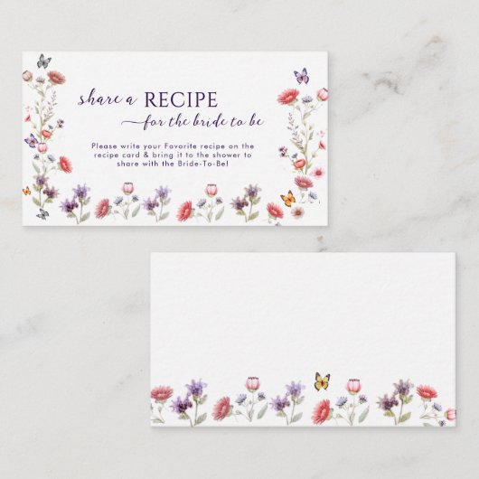 Minimalist Wildflower Recipe Request Card  Informatiekaartje (Voorkant / Achterkant)