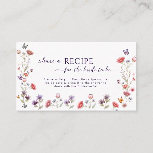 Minimalist Wildflower Recipe Request Card Informatiekaartje (Voorkant)