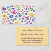 Minimalist Wildflower Seamless Pattern on White  Visitekaartje (Voorkant / Achterkant)