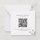 Minimalist Wildflower Wedding Website QR Code RSVP Notitiekaartje (Voorkant)
