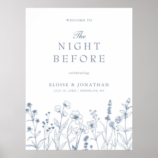 Minimalist Wildflower Welkom bij de avond ervoor Poster (Voorkant)