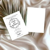 minimalist Wildflower Wreath Folk Rustic Wedding  Kaart