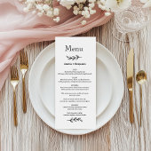 minimalist Wildflower Wreath Folk Rustic Wedding Menu