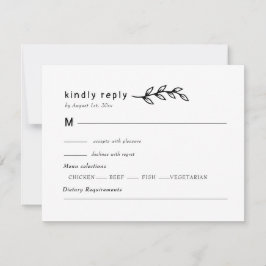 minimalist Wildflower Wreath Folk Rustic Wedding  RSVP Kaartje