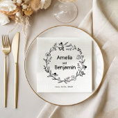 minimalist Wildflower Wreath Folk Rustic Wedding Servet