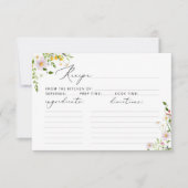 Minimalist wildflowers bridal shower recipe card kaart (Voorkant)