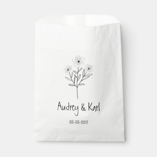 Minimalist Wildflowers Wedding Monogram Design Bedankzakje (Voorkant)