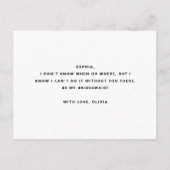 Minimalist Will You Be My Bridesmaid - Het script  Uitnodiging Briefkaart (Achterkant)