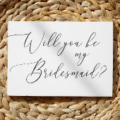 Minimalist Will You Be My Bridesmaid - Het script  Uitnodiging Briefkaart