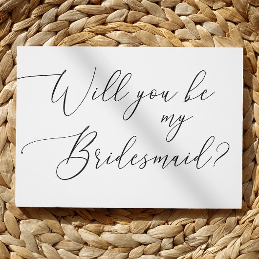 Minimalist Will You Be My Bridesmaid - Het script  Uitnodiging Briefkaart