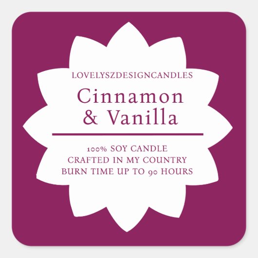 Minimalist Wine Red Candle Product Label (Voorkant)