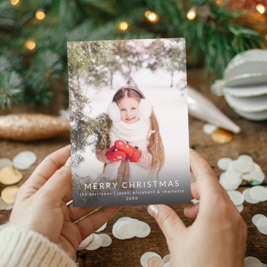 Minimalist Winter Christmas Photo Holiday Card Kaart