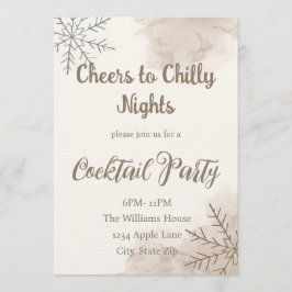 Minimalist Winter Cocktail Party Invitation Kaart