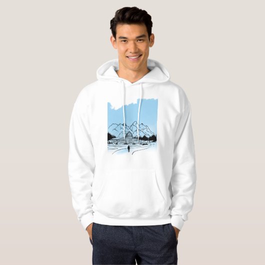 Minimalist Winter Mountain Adventure Hoodie - Snow (Voorkant volledig)