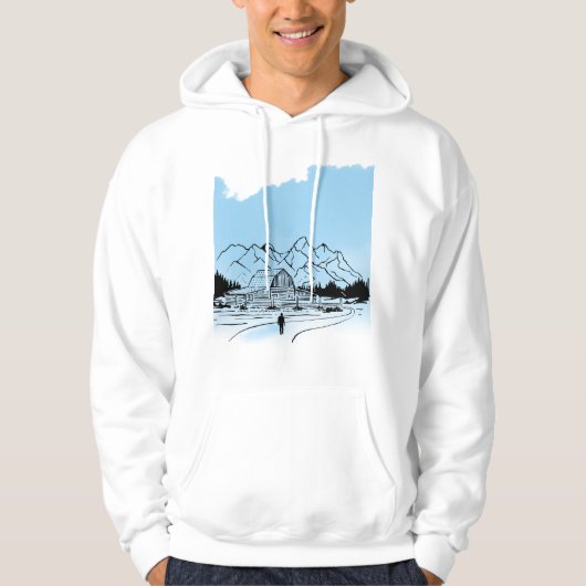 Minimalist Winter Mountain Adventure Hoodie - Snow (Voorkant)